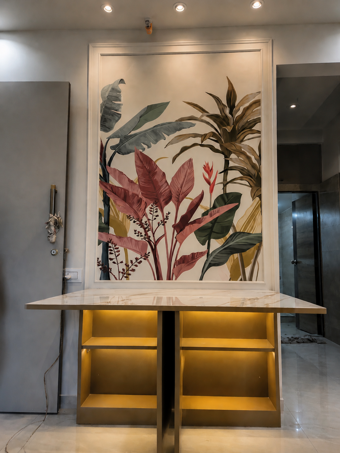 Backlit onyx bar counter dining renovation Mumbai