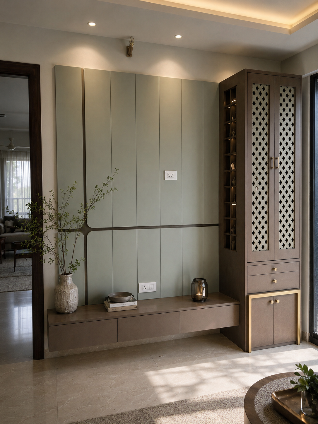 Skyline master bedroom suite with study desk interior design Mumbai