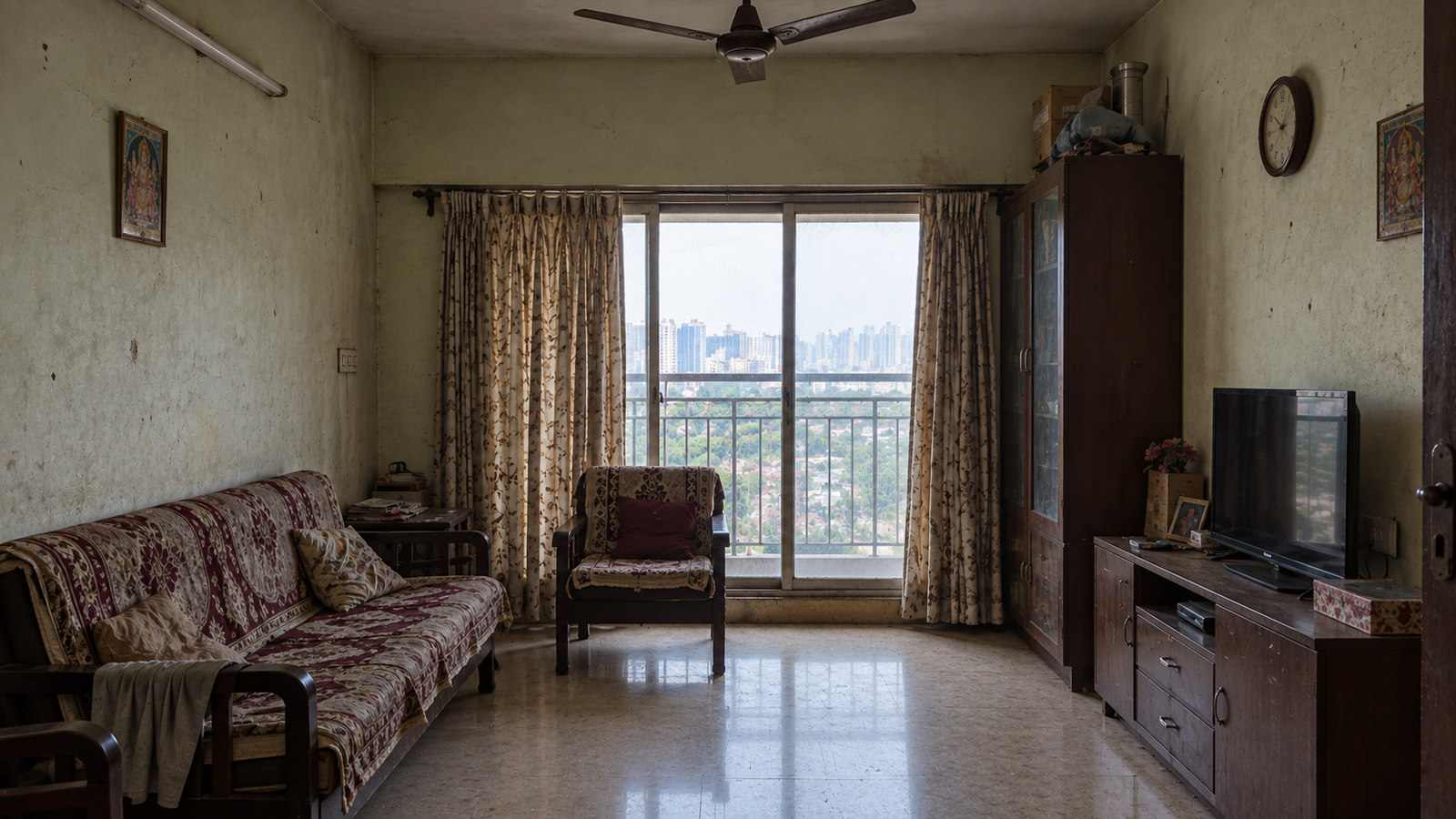 Living room before luxury interior transformation in Mumbai